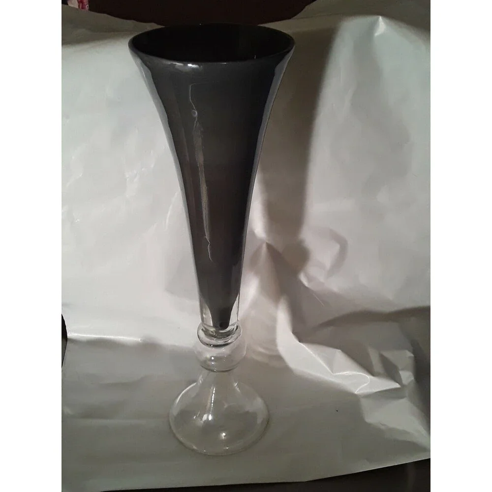 Cased Glass Vase, Gray and Clear
